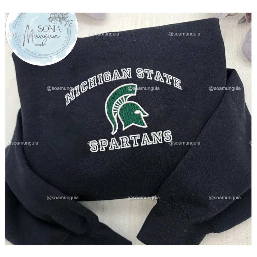 Michigan State Spartans Embroidered Sweatshirt shirt Crewneck – NCAA College